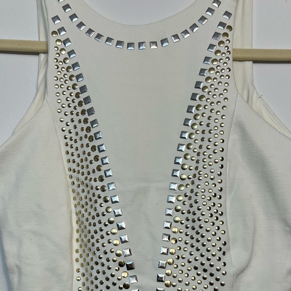 BEBE Addiction white studded bodycon dress XS - Picture 3 of 7